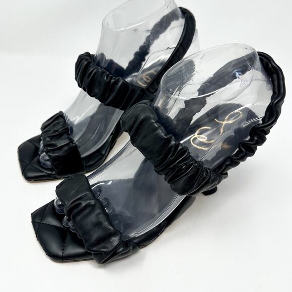 NEW Sam Edelman Marlena Black Ruched Leather Slingback Sandals Size 6, MSRP $140 - Picture 4 of 12